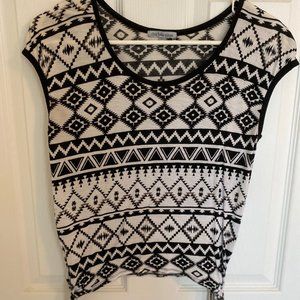 Bohemian print black and white shirt